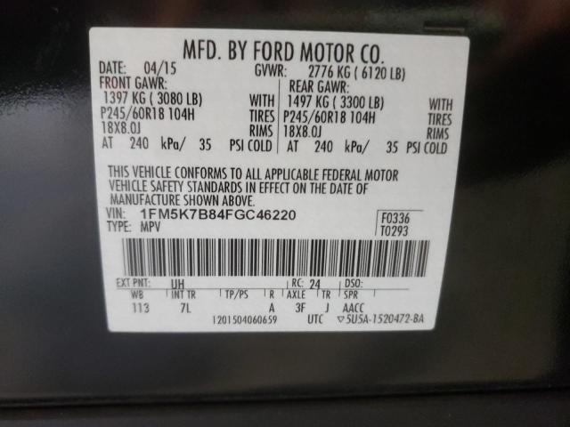 Photo 10 from auction – 2015 FORD EXPLORER with VIN 1FM5K7B84FGC46220