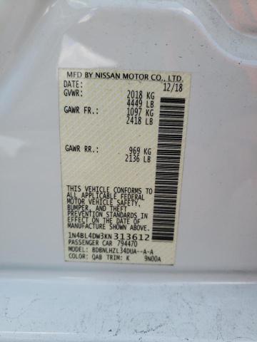 Photo 10 from auction – 2019 NISSAN ALTIMA SV with VIN 1N4BL4DW3KN313612