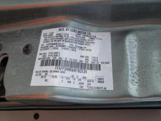 Photo 10 from auction – 2006 FORD FOCUS ZX4 with VIN 1FAFP34N06W183134