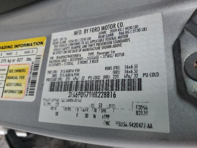 Photo 10 from auction – 2017 FORD FUSION S with VIN 3FA6P0G79HR228816
