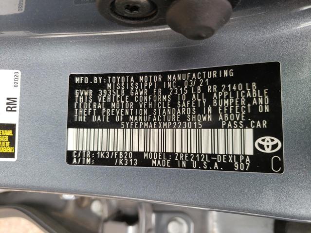 Photo 10 from auction – 2021 TOYOTA COROLLA LE with VIN 5YFEPMAEXMP223015