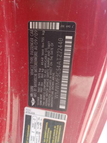 Photo 10 from auction – 2010 MINI COOPER with VIN WMWMF3C54ATZ22440