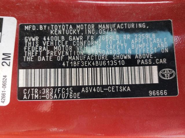 Photo 10 from auction – 2011 TOYOTA CAMRY BASE with VIN 4T1BF3EK4BU613510