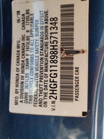 Photo 10 from auction – 2008 HONDA CIVIC EX with VIN 2HGFG11898H571348