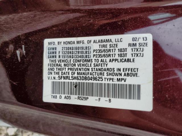 Photo 10 from auction – 2013 HONDA ODYSSEY EX with VIN 5FNRL5H63DB049625