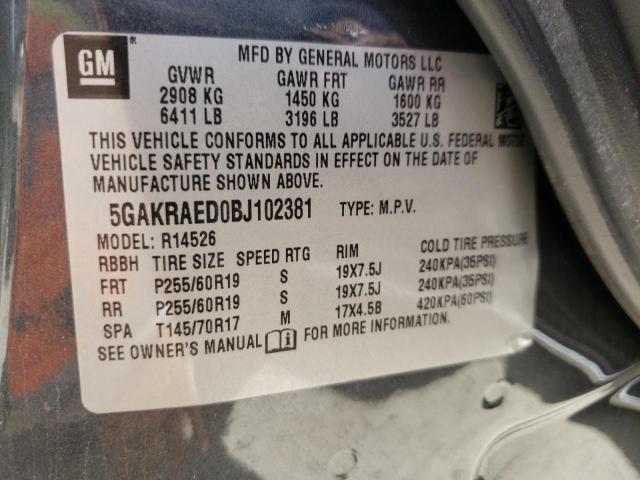 Photo 10 from auction – 2011 BUICK ENCLAVE CX with VIN 5GAKRAED0BJ102381