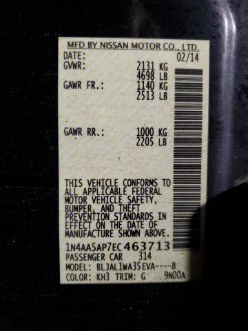 Photo 10 from auction – 2014 NISSAN MAXIMA S with VIN 1N4AA5AP7EC463713