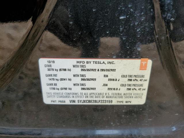 Photo 10 from auction – 2020 TESLA MODEL X with VIN 5YJXCBE28LF223159