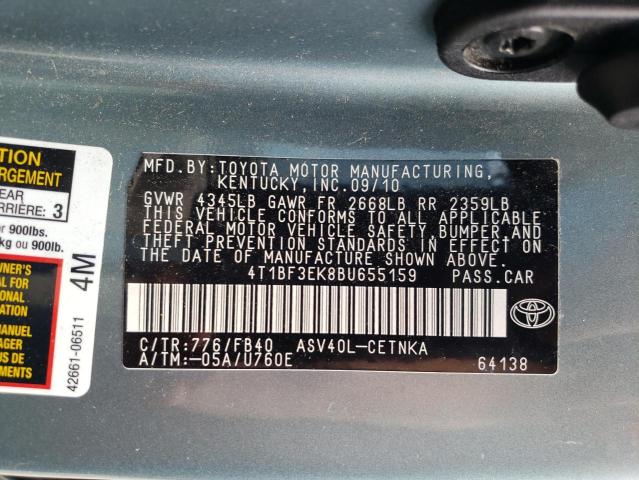 Photo 10 from auction – 2011 TOYOTA CAMRY BASE with VIN 4T1BF3EK8BU655159