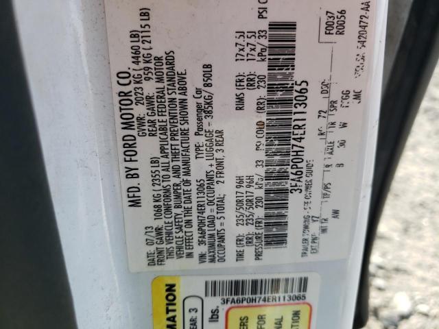 Photo 10 from auction – 2014 FORD FUSION SE with VIN 3FA6P0H74ER113065