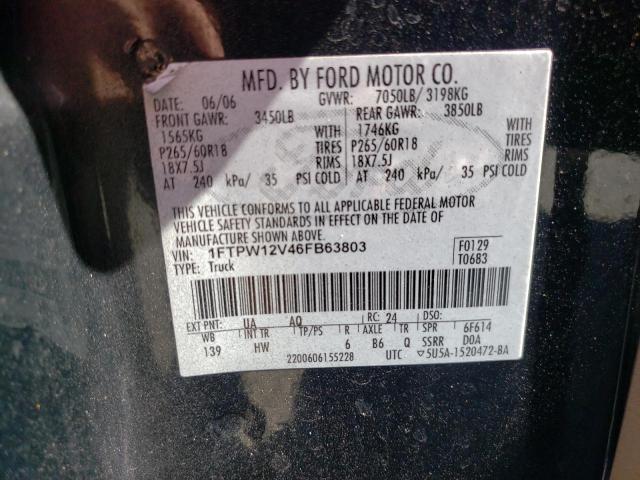 Photo 10 from auction – 2006 FORD F150 SUPER with VIN 1FTPW12V46FB63803