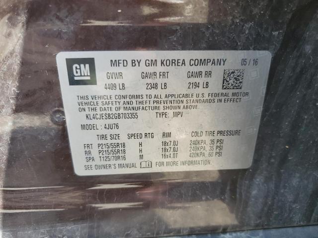 Photo 10 from auction – 2016 BUICK ENCORE with VIN KL4CJESB2GB703355