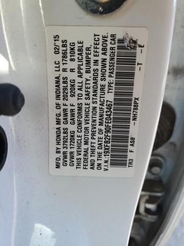 Photo 10 from auction – 2015 HONDA CIVIC EXL with VIN 19XFB2F90FE043467