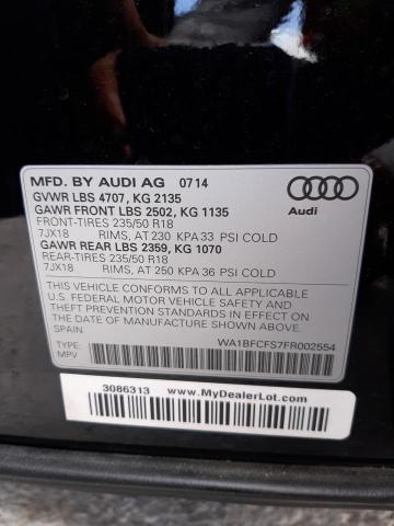 Photo 10 from auction – 2015 AUDI Q3 PREMIUM with VIN WA1BFCFS7FR002554