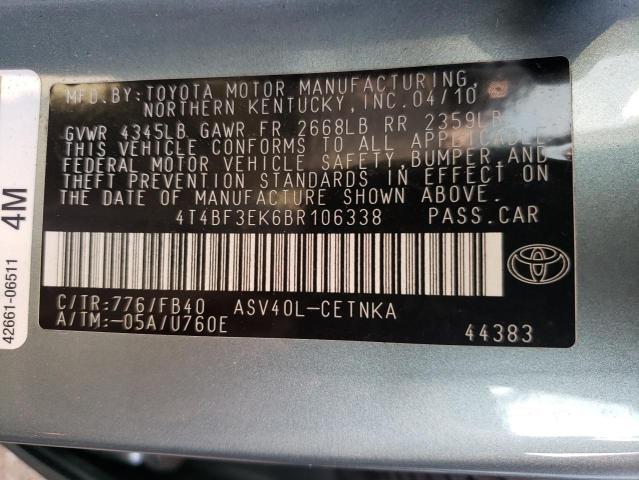 Photo 10 from auction – 2011 TOYOTA CAMRY BASE with VIN 4T4BF3EK6BR106338