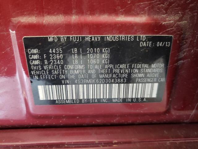 Photo 10 from auction – 2013 SUBARU LEGACY 2.5 with VIN 4S3BMBK62D3043883