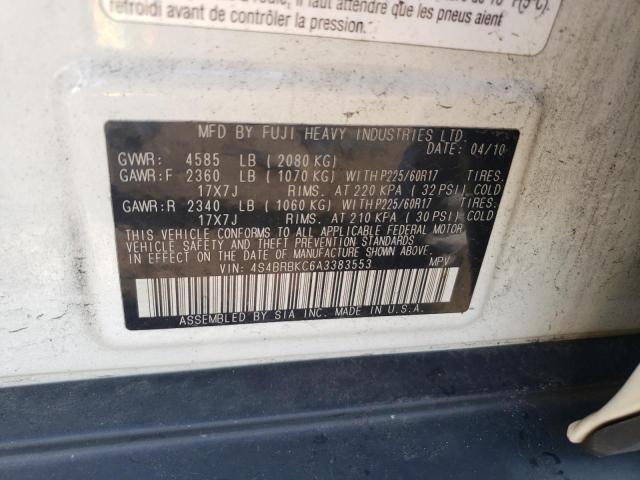 Photo 10 from auction – 2010 SUBARU OUTBACK 2. with VIN 4S4BRBKC6A3383553