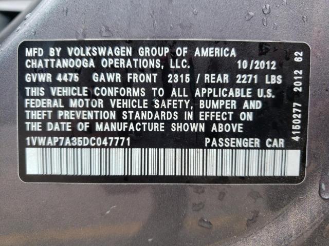 Photo 10 from auction – 2013 VOLKSWAGEN PASSAT S with VIN 1VWAP7A35DC047771