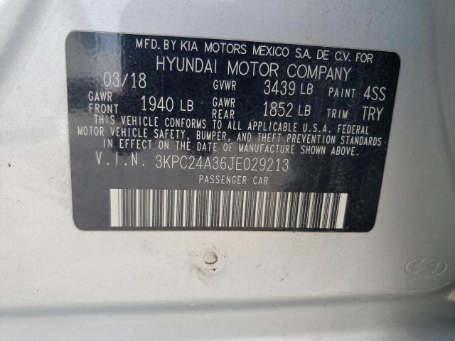Photo 10 from auction – 2018 HYUNDAI ACCENT SE with VIN 3KPC24A36JE029213