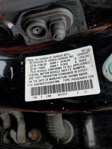 Photo 10 from auction – 2014 HONDA CIVIC LX with VIN 2HGFB2F51EH551996