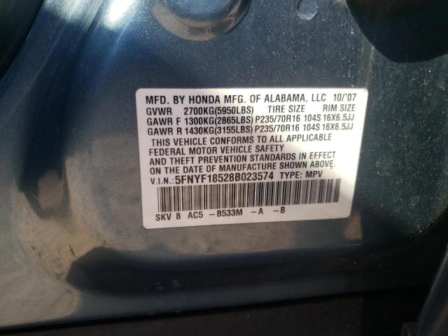 Photo 10 from auction – 2008 HONDA PILOT EXL with VIN 5FNYF18528B023574