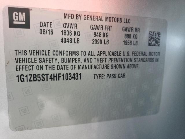 Photo 10 from auction – 2017 CHEVROLET MALIBU LS with VIN 1G1ZB5ST4HF103431