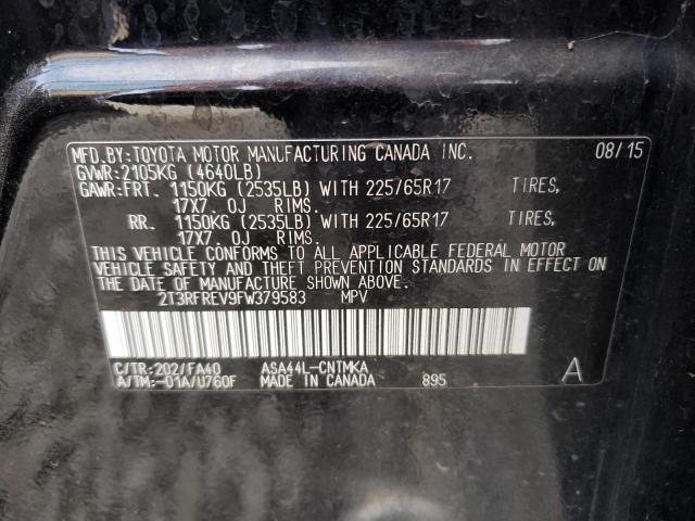 Photo 10 from auction – 2015 TOYOTA RAV4 XLE with VIN 2T3RFREV9FW379583