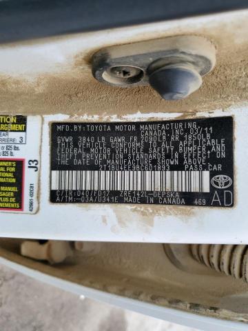 Photo 10 from auction – 2011 TOYOTA COROLLA BA with VIN 2T1BU4EE9BC601893