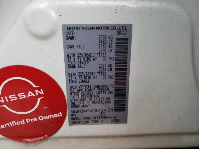 Photo 10 from auction – 2017 NISSAN ROGUE S with VIN 5N1AT2MT9HC873439