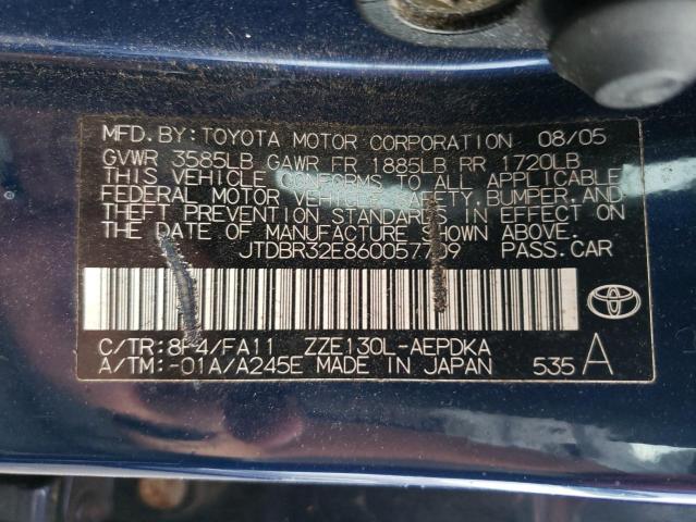 Photo 10 from auction – 2006 TOYOTA COROLLA CE with VIN JTDBR32E860057709