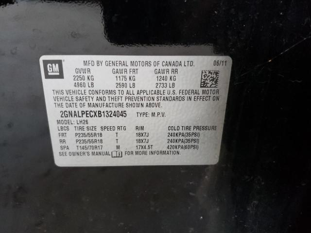 Photo 10 from auction – 2011 CHEVROLET EQUINOX LT with VIN 2GNALPECXB1324045