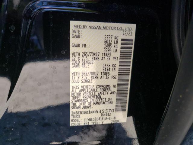 Photo 10 from auction – 2022 NISSAN FRONTIER S with VIN 1N6ED1EK1NN635570