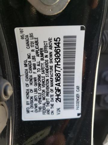 Photo 10 from auction – 2007 HONDA CIVIC EX with VIN 2HGFA16877H306145