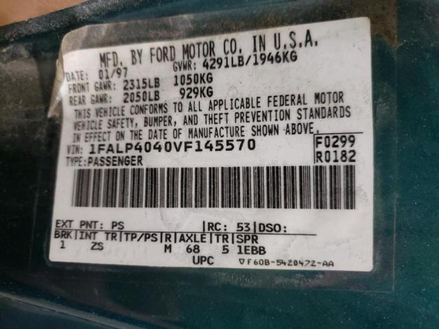 Photo 10 from auction – 1997 FORD MUSTANG with VIN 1FALP4040VF145570