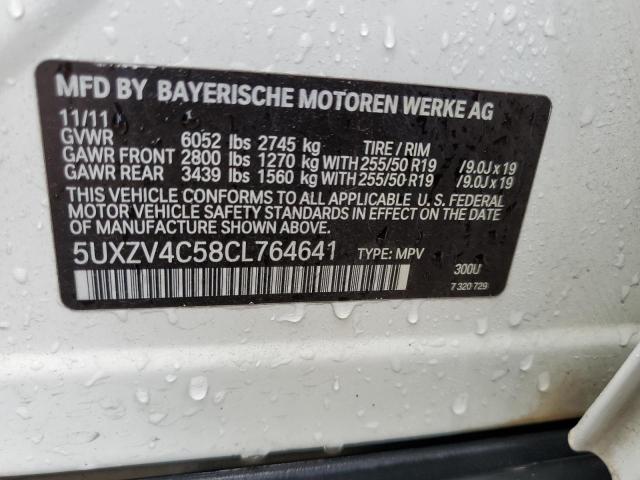 Photo 10 from auction – 2012 BMW X5 XDRIVE3 with VIN 5UXZV4C58CL764641