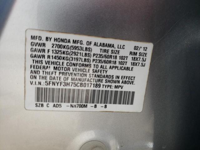 Photo 10 from auction – 2012 HONDA PILOT EXLN with VIN 5FNYF3H75CB017189
