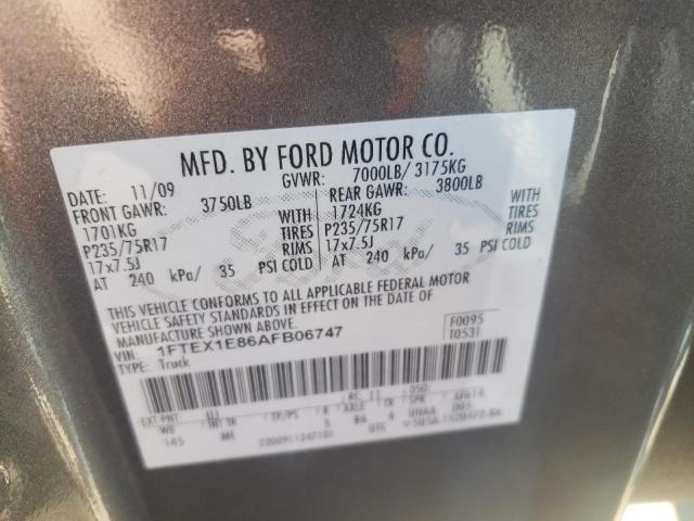 Photo 10 from auction – 2010 FORD F150 SUPER with VIN 1FTEX1E86AFB06747