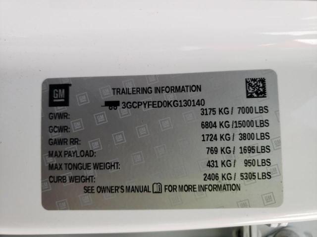 Zdjęcie 10 z aukcji – 2019 CHEVROLET SILVERADO z VIN 3GCPYFED0KG130140