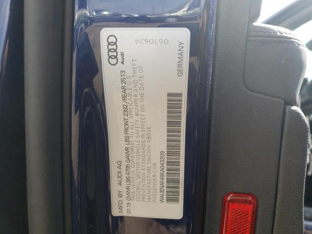 Photo 10 from auction – 2019 AUDI A4 PREMIUM with VIN WAUENAF46KA043209