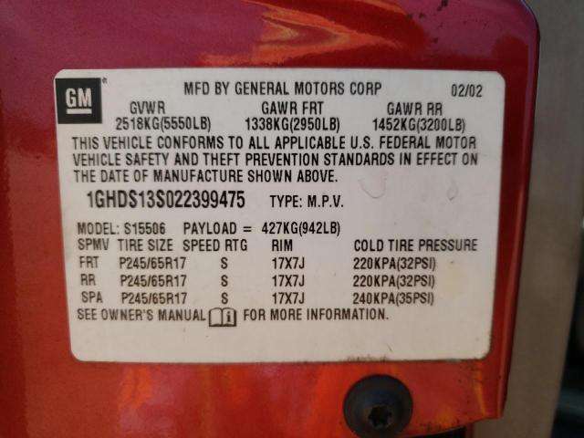 Foto 10 de la subasta – 2002 OLDSMOBILE BRAVADA con VIN 1GHDS13S022399475