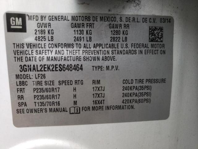 Photo 10 from auction – 2014 CHEVROLET CAPTIVA LS with VIN 3GNAL2EK2ES648464