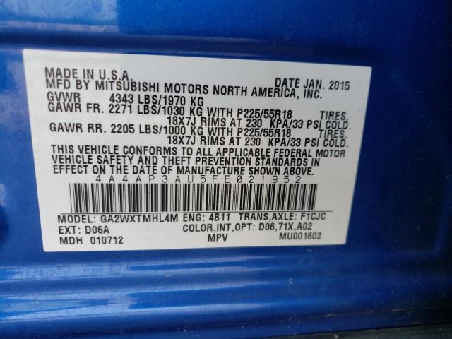 Photo 10 from auction – 2015 MITSUBISHI OUTLANDER with VIN 4A4AP3AU5FE021952