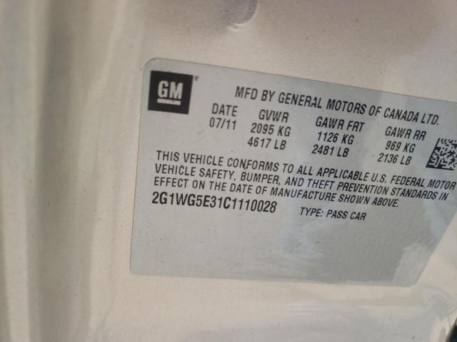 Photo 10 from auction – 2012 CHEVROLET IMPALA LT with VIN 2G1WG5E31C1110028