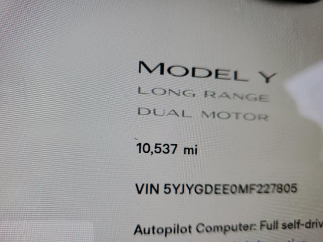 Photo 8 from auction – 2021 TESLA MODEL Y with VIN 5YJYGDEE0MF227805