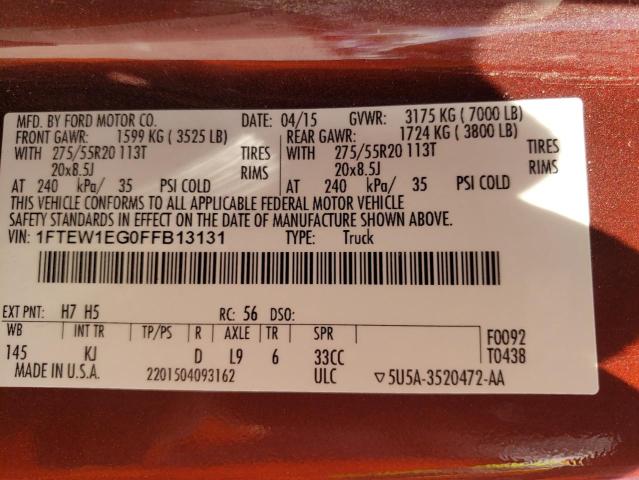 Photo 10 from auction – 2015 FORD F150 SUPER with VIN 1FTEW1EG0FFB13131