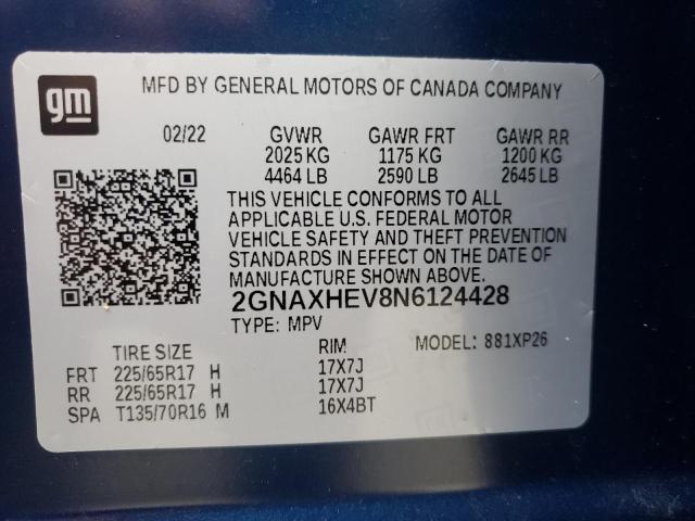 Photo 10 from auction – 2022 CHEVROLET EQUINOX LS with VIN 2GNAXHEV8N6124428