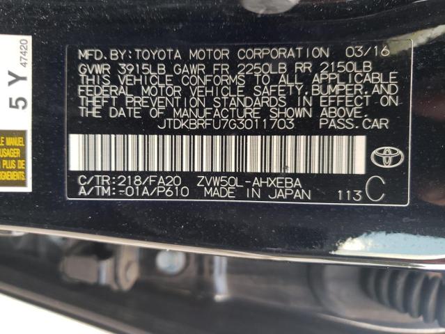 Photo 10 from auction – 2016 TOYOTA PRIUS with VIN JTDKBRFU7G3011703