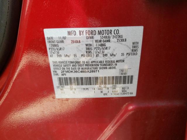 Photo 10 from auction – 2008 FORD EDGE SE with VIN 2FMDK36C48BA28971