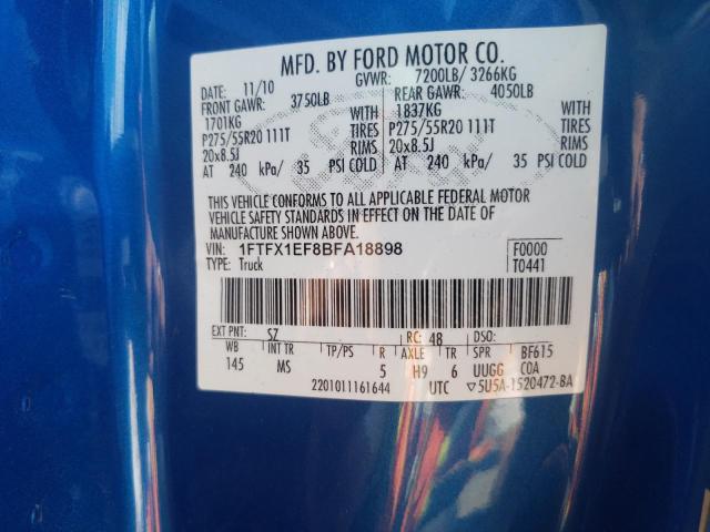 Снимка 10 от търг – 2011 FORD F150 SUPER с VIN 1FTFX1EF8BFA18898