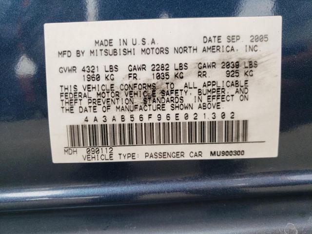 Photo 10 from auction – 2006 MITSUBISHI GALANT ES with VIN 4A3AB56F96E021302